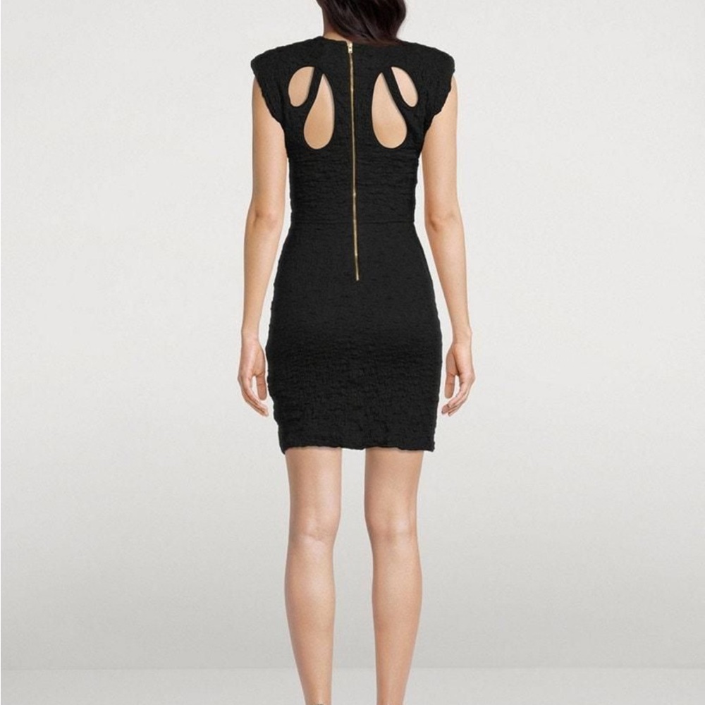 Sabina Musayev Bamboo Black Sleeveless Dress with Cut Outs and Back Zipper Sm